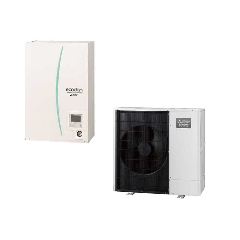 Wärmepumpe Mitsubishi Zubadan Inverter 8kW, 230V + Hydrobox, Heizelement 9kW, 3x400V, Ausdehnungsgefäß 10L PUD-SHWM80VAA/EHSD-YM9D